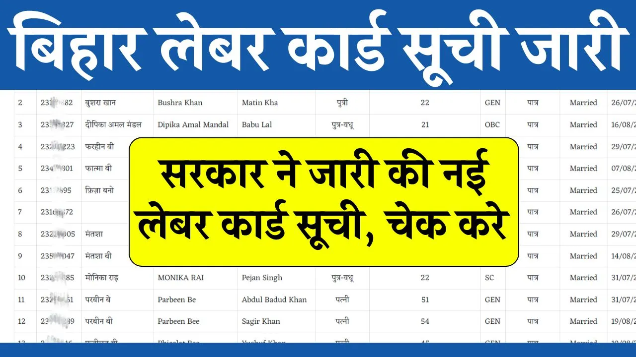 Bihar Labour Card List 2024